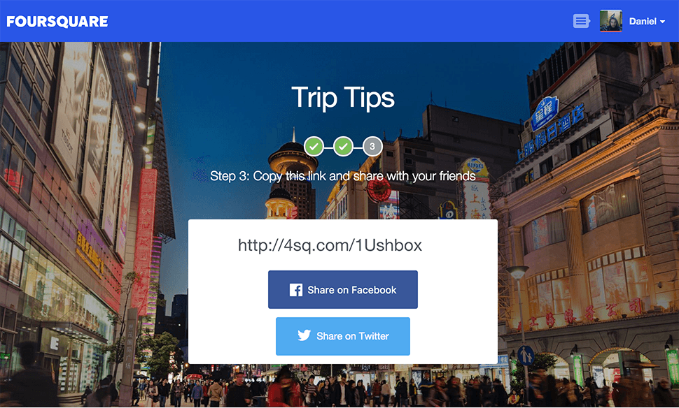 foursquare-trip-tips-share Viaje apenas com dicas dos amigos - Tem coragem?  