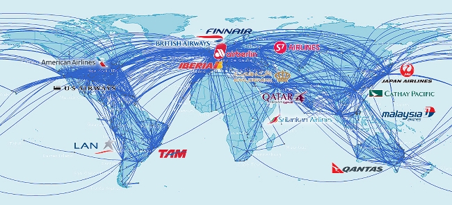 Карта мировых полетов. Карта авиалиний. Схема полета самолета.